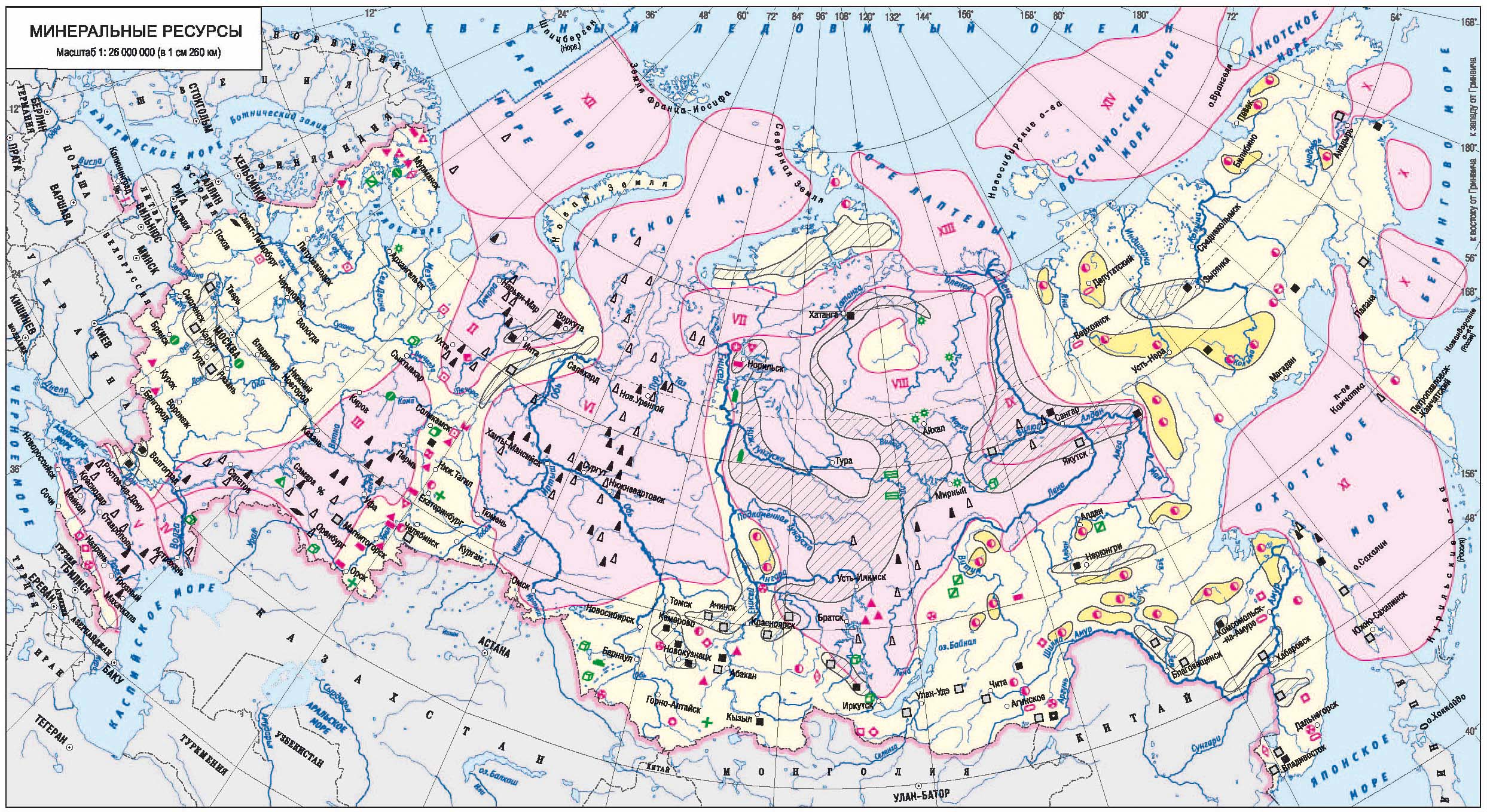 Карта россии месторождения полезных